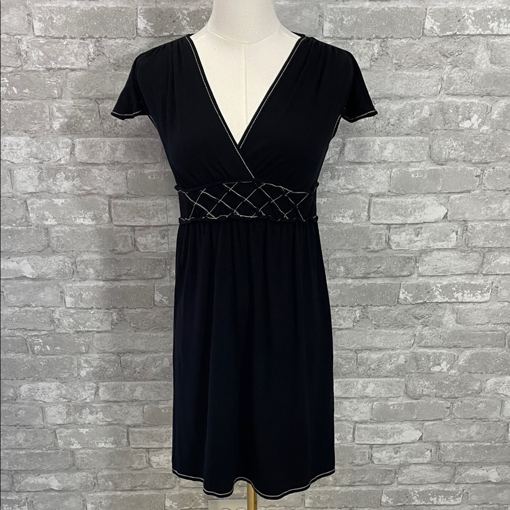 Max Studio Black Mini Dress with White Trim